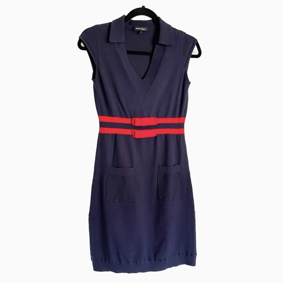Nanette Lepore Dresses & Skirts - Nanette Lepore Navy Nautical Sleeveless Sweater Dress Red Bows
